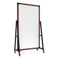 Ghent Prest Mobile Magnetic Whiteboard, 40.5 x 73.75, White Surface, Caramel Oak Wood Frame PRS6M7440BC